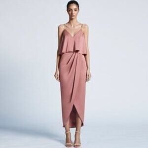 Shona Joy Luxe Frill Tulip Hem Maxi Dress in Rose NWT